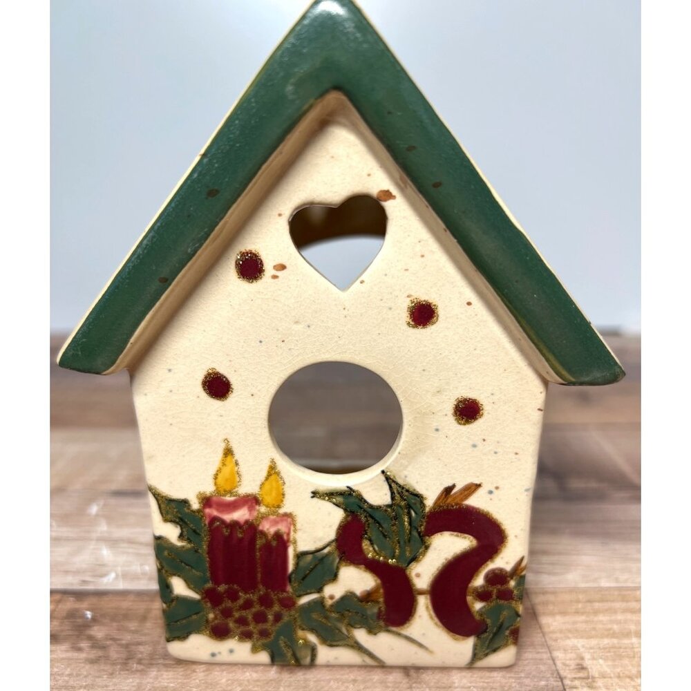 Ceramic Christmas House Tea Light Holder Very Nice